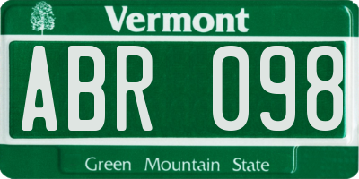 VT license plate ABR098