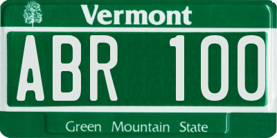 VT license plate ABR100