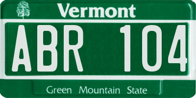 VT license plate ABR104