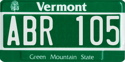 VT license plate ABR105