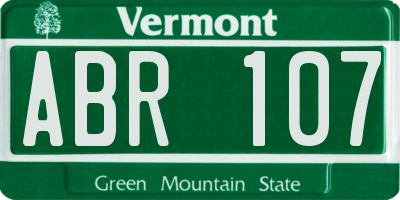 VT license plate ABR107