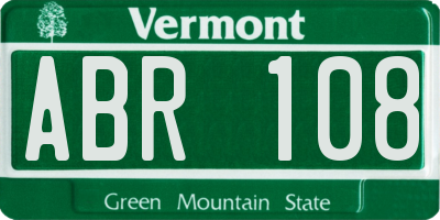 VT license plate ABR108