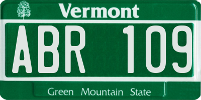 VT license plate ABR109