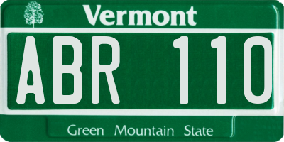 VT license plate ABR110