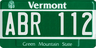 VT license plate ABR112