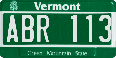 VT license plate ABR113