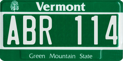 VT license plate ABR114