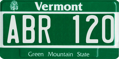 VT license plate ABR120