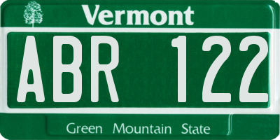 VT license plate ABR122