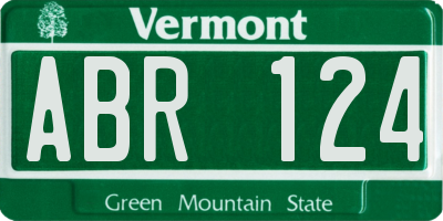 VT license plate ABR124