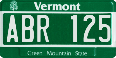 VT license plate ABR125