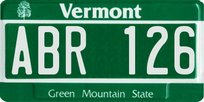 VT license plate ABR126