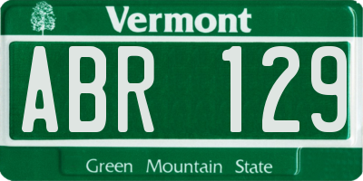 VT license plate ABR129