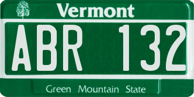 VT license plate ABR132