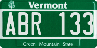 VT license plate ABR133