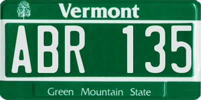 VT license plate ABR135