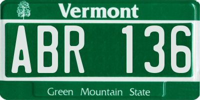 VT license plate ABR136