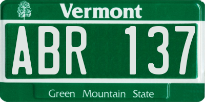 VT license plate ABR137