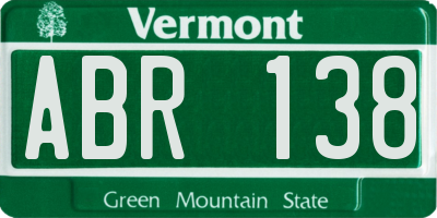 VT license plate ABR138