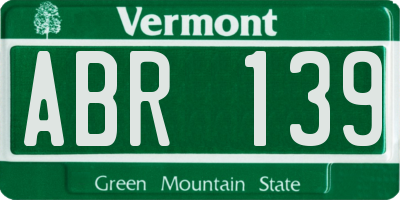 VT license plate ABR139