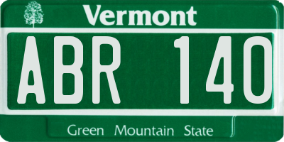 VT license plate ABR140