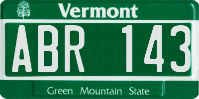 VT license plate ABR143