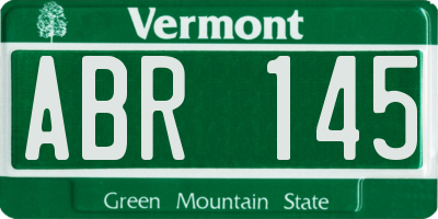 VT license plate ABR145