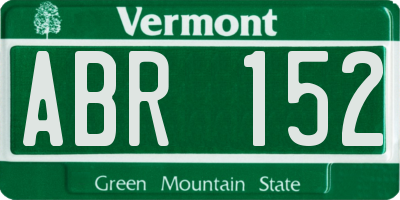 VT license plate ABR152