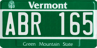 VT license plate ABR165