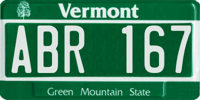 VT license plate ABR167