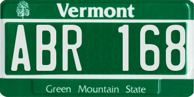 VT license plate ABR168