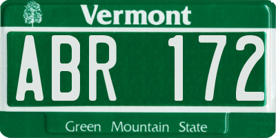 VT license plate ABR172