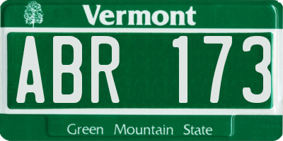 VT license plate ABR173