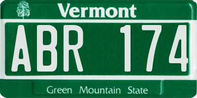 VT license plate ABR174