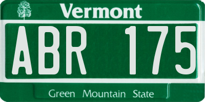 VT license plate ABR175