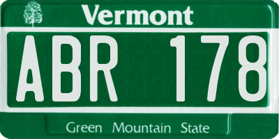 VT license plate ABR178