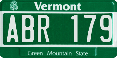 VT license plate ABR179
