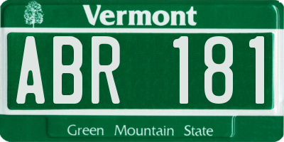 VT license plate ABR181