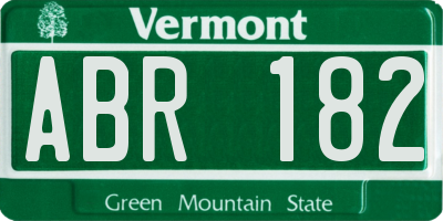 VT license plate ABR182