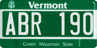 VT license plate ABR190