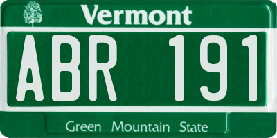 VT license plate ABR191