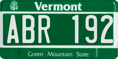 VT license plate ABR192