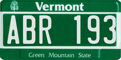 VT license plate ABR193