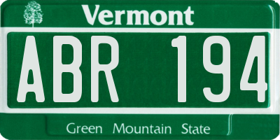 VT license plate ABR194