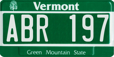 VT license plate ABR197