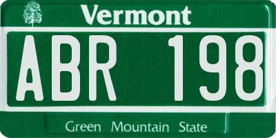 VT license plate ABR198