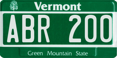 VT license plate ABR200