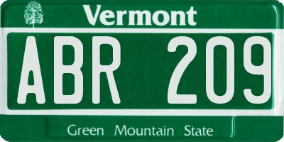 VT license plate ABR209