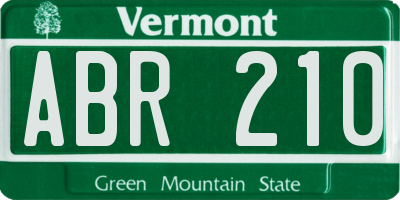 VT license plate ABR210