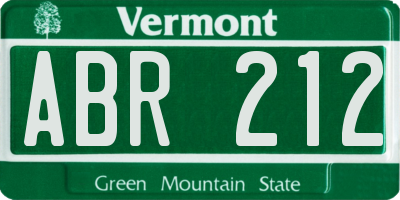 VT license plate ABR212